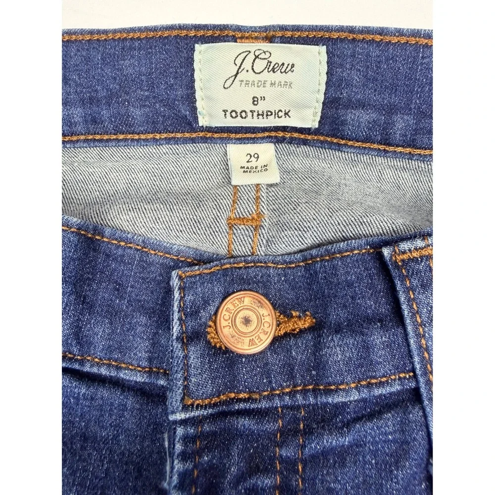 J.Crew 8 Toothpick Skinny Jeans Dark Wash Denim Size 29 Mid Rise Slim Fit